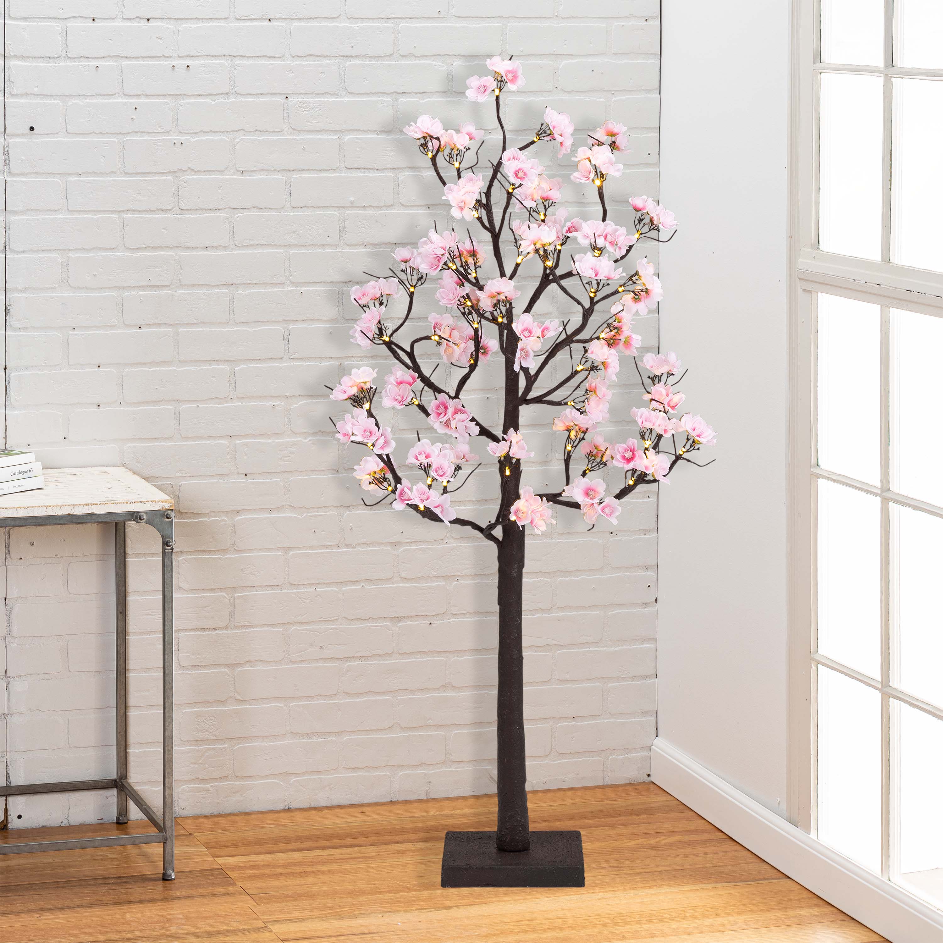 Decorative 4 Foot LED Pink Peach Flower Tree